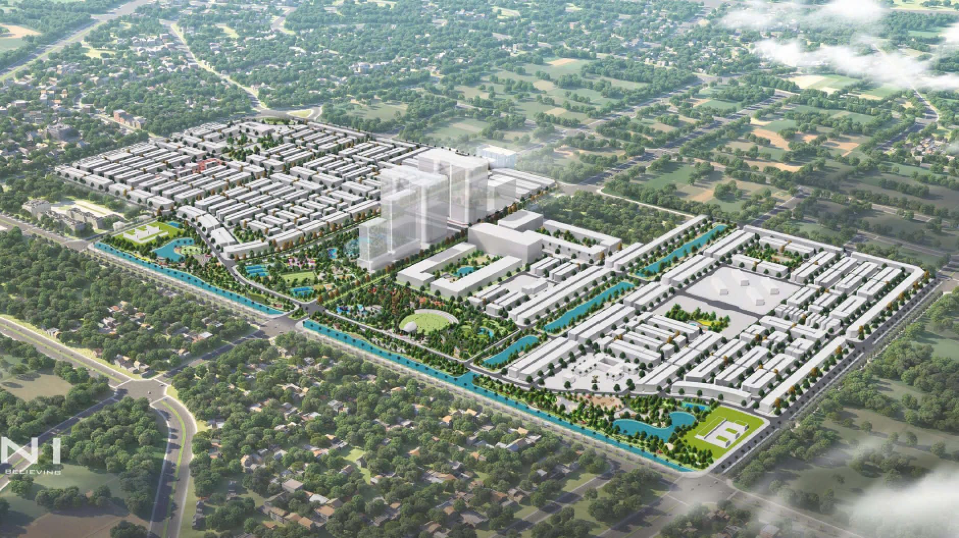 Phân Tích Chung Cư Vinhomes Đan Phượng 1 Phối cảnh tổng quan các tòa cao tầng tại Vinhomes Đan Phượng